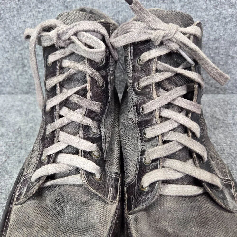 Mens Bed Stu Marcus II Distressed Gray Leather Sneaker‎ Shoes Hi Top Size 13